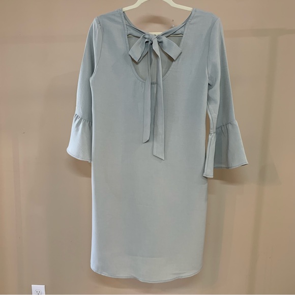 Promesa Ruffle Sleeve,Back Neckline Tie, Soft Sage Green Dress, New With Tags, M - Picture 2 of 11
